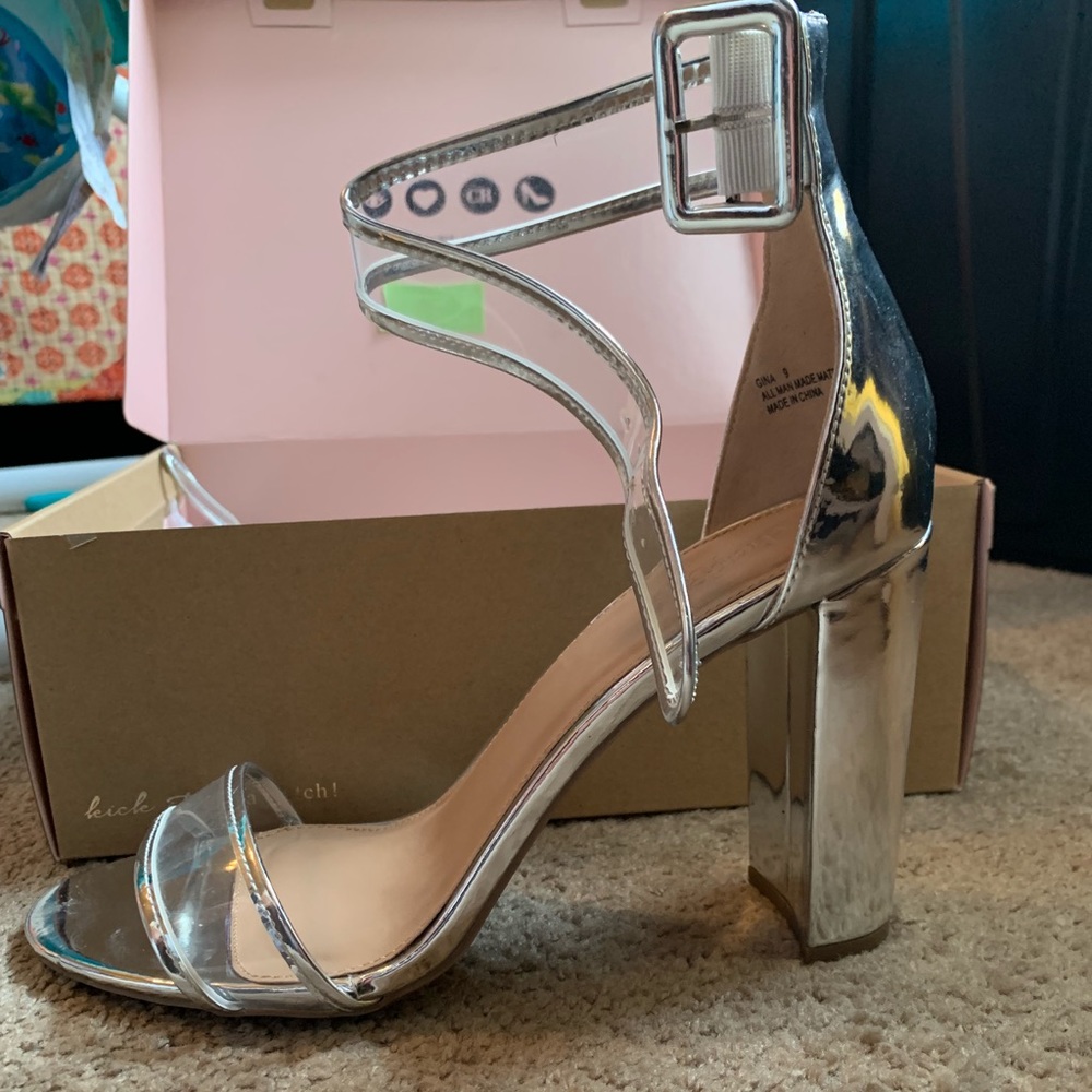 Silver Ankle Heels